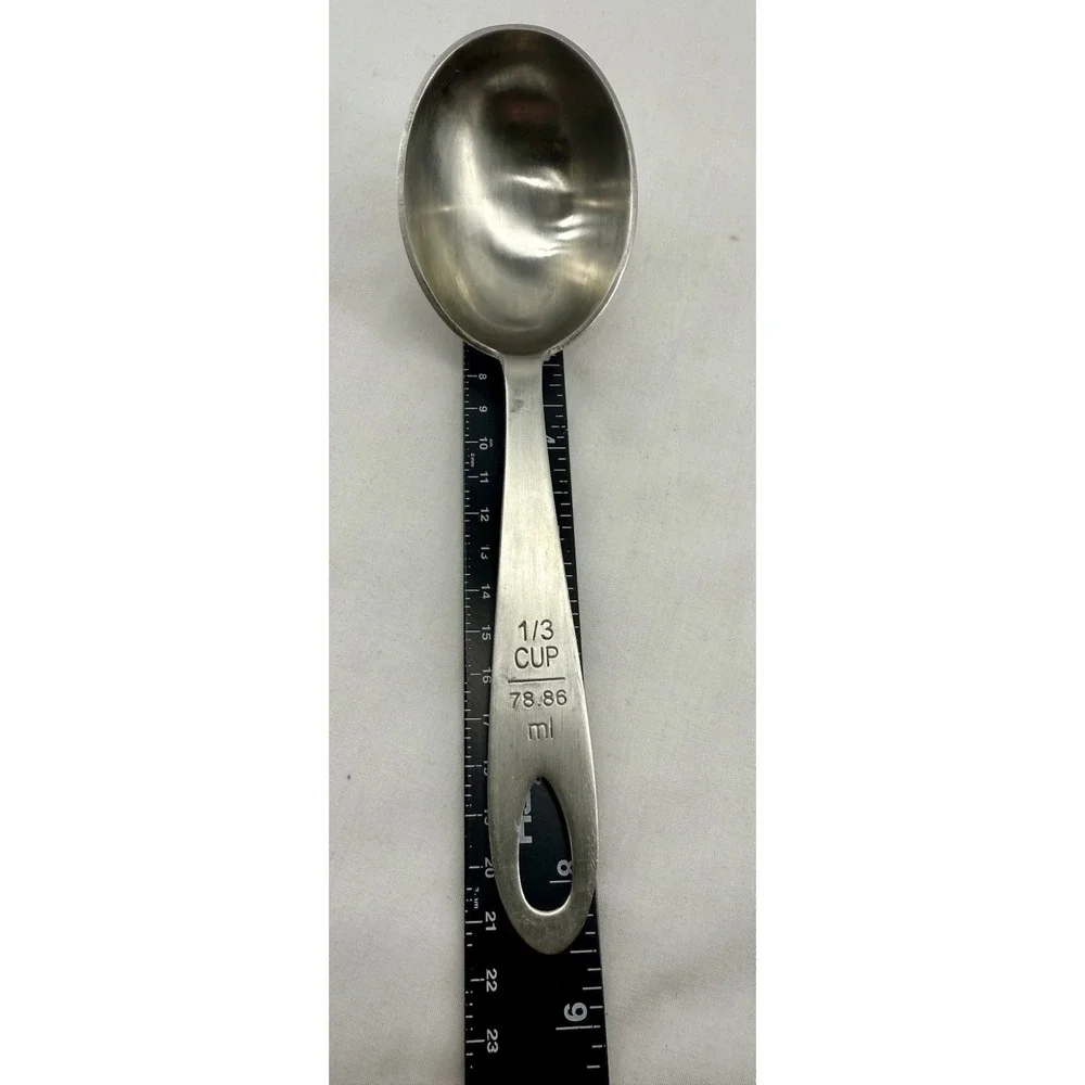 Lindy's MPC4 Stainless Steel Measuring Cup Spoons 3 Pc Set‎ 1/8 1/4 1/3 Cup 8.5